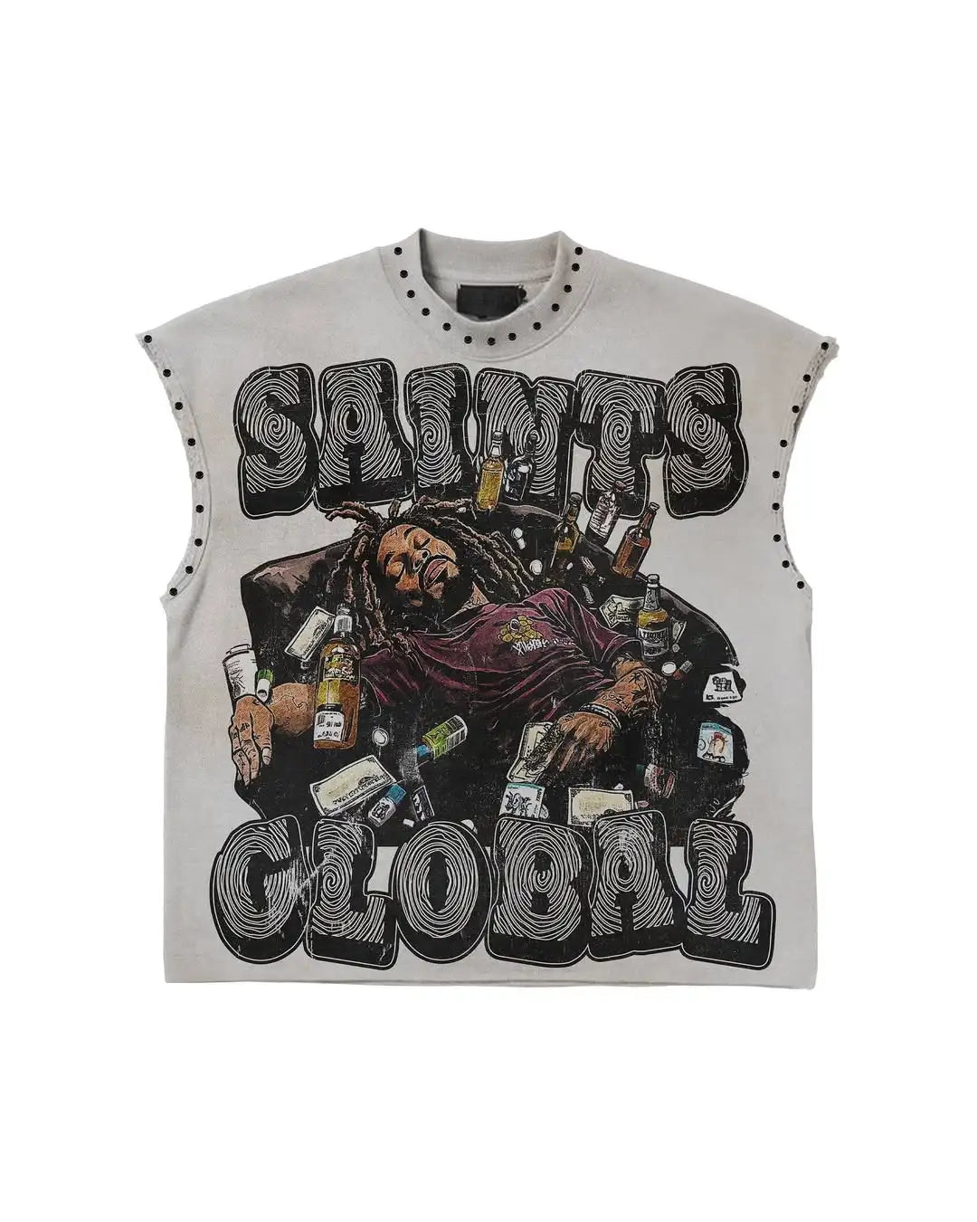 T-shirt gilet Y2K popolare con stampa Willow Nail, girocollo, stile retrò punk hip hop, oversize, senza maniche, classica e ampia